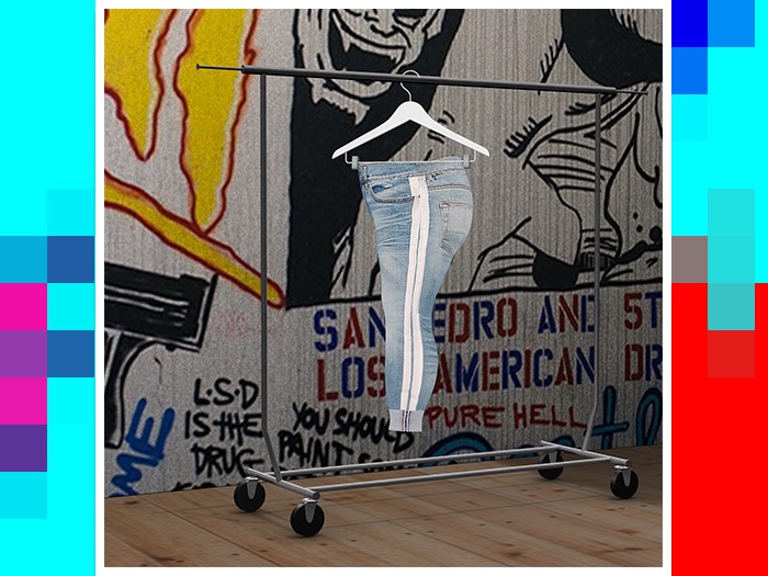LONE. - "AMYRI" Light-Wash Stripe Jeans. 