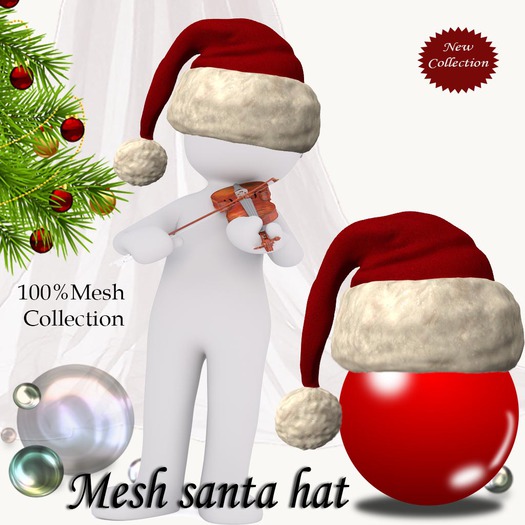 Mesh Santa Hat Red Holly