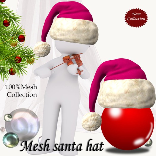 Mesh Santa Hat Pink Ruby