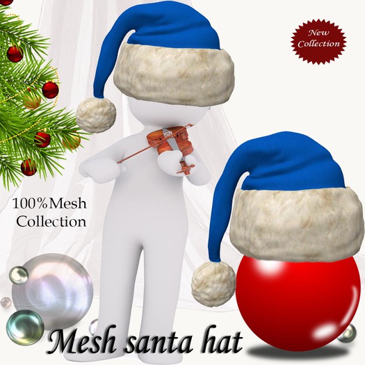 Mesh Santa Hat Blue Gradient