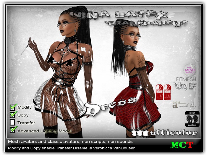 Nina Latex Dress Multicolor *DEMO*