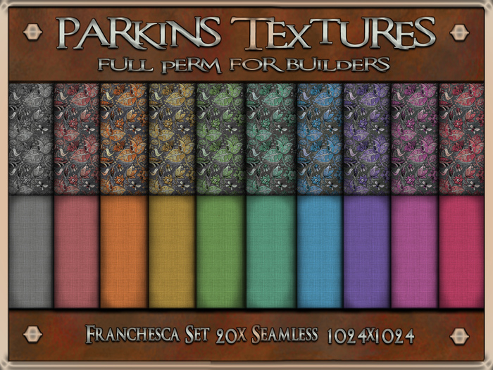 Parkins Textures - Franchesca Set - 20x Full Perm Seamless 1024x1024 - Fabric, Material, Texture, Cloth, Dress, Clothes