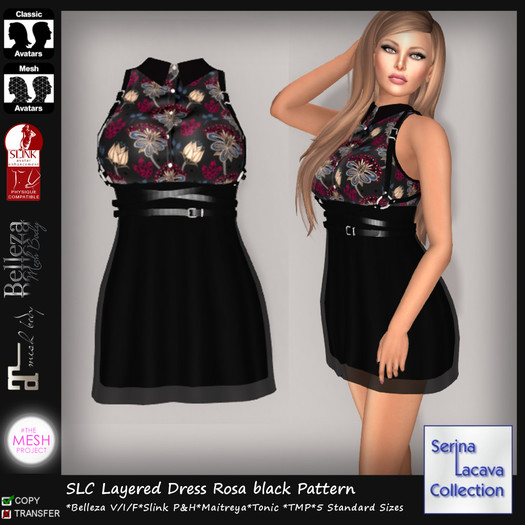 SLC Layered Dress Rosa black pattern