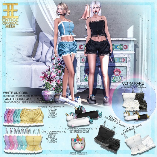 Entice - White Unicorn Shorts - Maitreya Yellow Common 1
