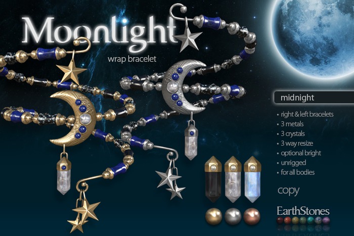 EarthStones Moonlight Wrap Bracelets - Midnight