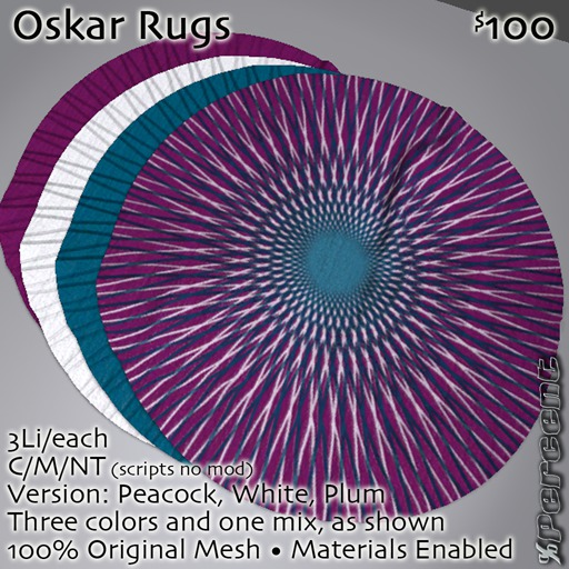 %Oskar Rug (peacock/white/plum) *MESH* Delivery Box
