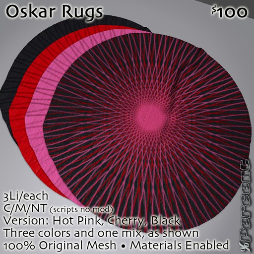% Oskar Rug (cherry/hotpink/black) *MESH*