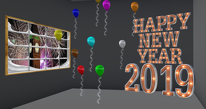 Happy New Year 2019 Backdrop Boxed