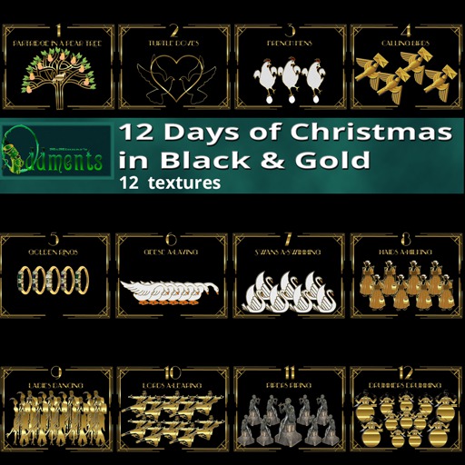 12 Days of Christmas in Black and gold
