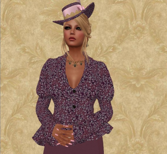 OLD WEST STELLA'S PETAL SWIRL WINE JACKET & SKIRT{BOXED}