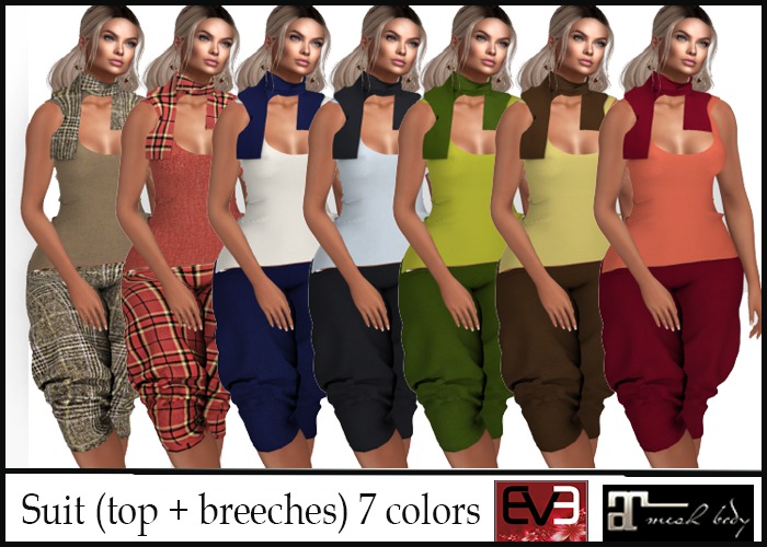 Suit (top + breeches) for Maitreya and EVE (Slim and Puply) 7 colors