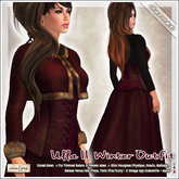 [V/W] Ulla II Garnet Winter Dress Outfit: Fur trimmed bolero + Gown, 5 fitmesh + Slink, Belleza, Tonic, Maitreya...