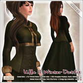 [V/W] Ulla II Moss Winter Dress Outfit: Fur trimmed bolero + Gown, 5 fitmesh + Slink, Belleza, Tonic, Maitreya, Ocacin