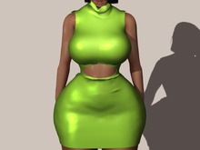 YENTEMENTS - Satin Turtle Neck Dress (LIME)