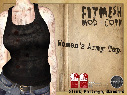CHAVSHOPE - Women's Fitmesh Army Top - BLACK