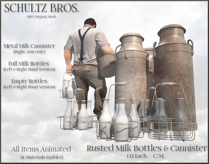 [Schultz Bros.] Milk Bottles & Cannister Old (Boxed)