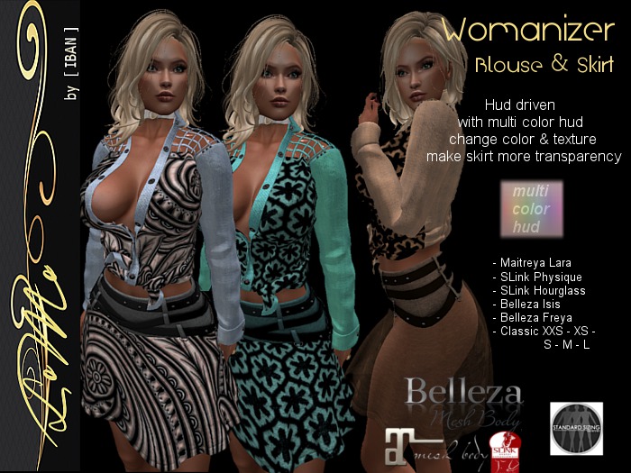 [ IBAN ] //126 MESH OUTFIT WOMANIZER wHUD FATPACK MAITREYA SKINK BELLEZA CLASSIC BODY