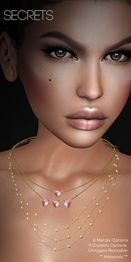 -SECRETS- Heart and Stars Set - Rose Gold - Boxed -