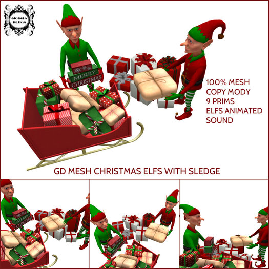 GD MESH CHRISTMAS ELFS WITH SLEDGE