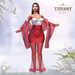 Td melania mesh gown red