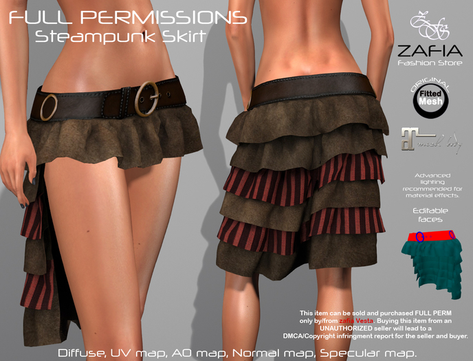 Full Perm-ZAFIA Steampunk Skirt-Maitreya