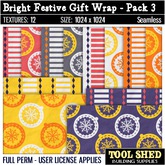 Tool Shed - Bright Festive Gift Wraps - Pack 3