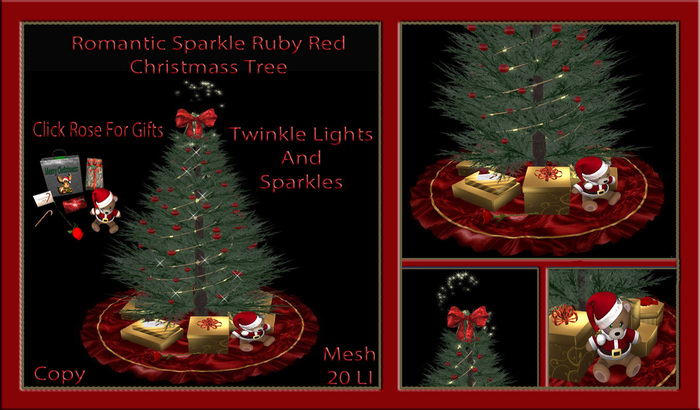 Romantic Sparkle Ruby Red  Christmas Tree