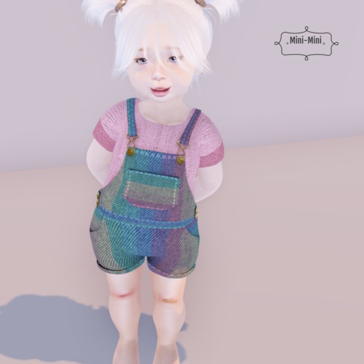 {Mini-Mini} : Spencer Dungarees - with Pink Linnen Shirt - size: Bebe Body