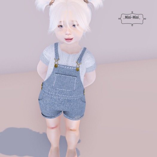 {Mini-Mini} : Sam Dungarees with White Linnen Shirt - size: Bebe Body