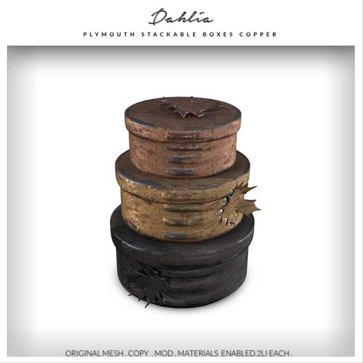 Dahlia - Plymouth - Stackable Boxes - Copper