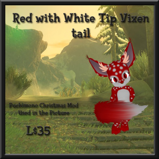 Puchimono Vixen Tail - Red W/ White Tip