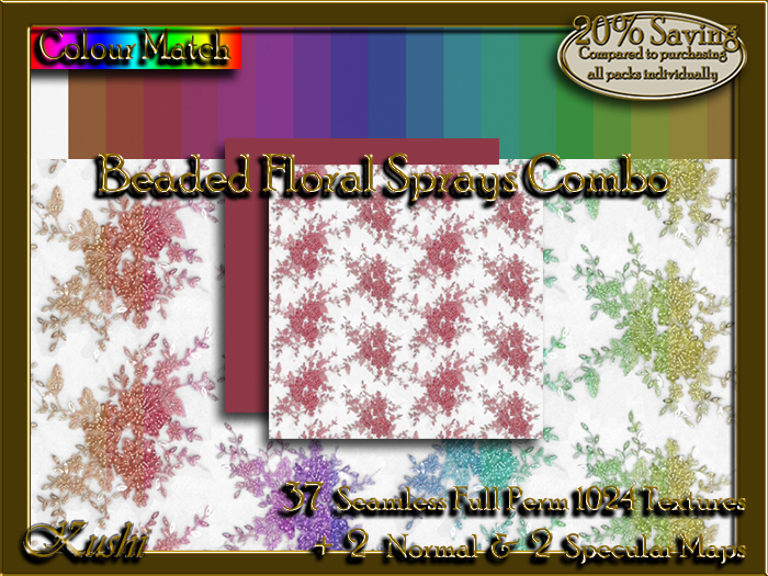 Beaded Floral Sprays Combo Textures