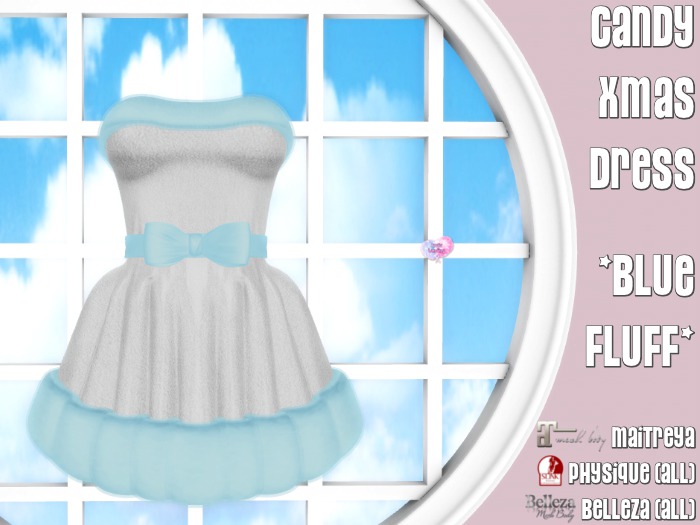 {AL} Candy Christmas Dress ~ Blue Fluff (Add To Unpack)