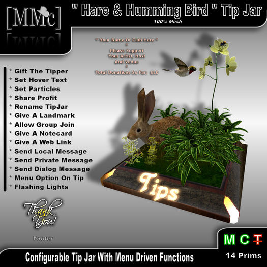 [Animal Magic] "Hare & Humming Bird" Tip Jar/Boxed