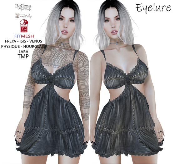 Eyelure Ruffle Dress - Two Pack - Grey/Distressed