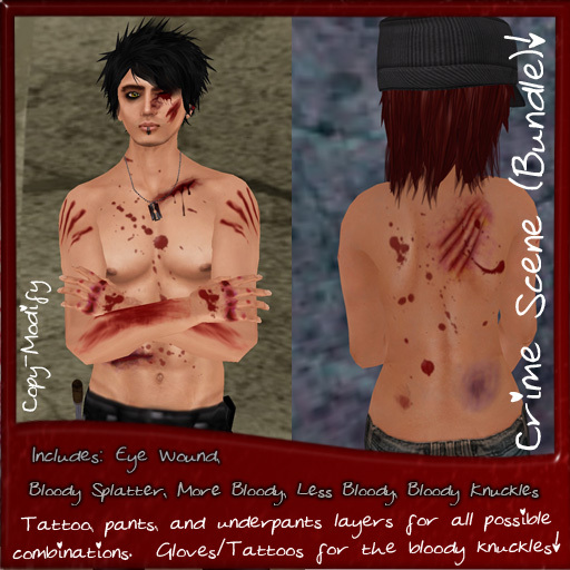 ++ Randomocity ++ Eye Wound /Chest Wound / Bloody Knuckles. Crime Scene (Bundle Pack)