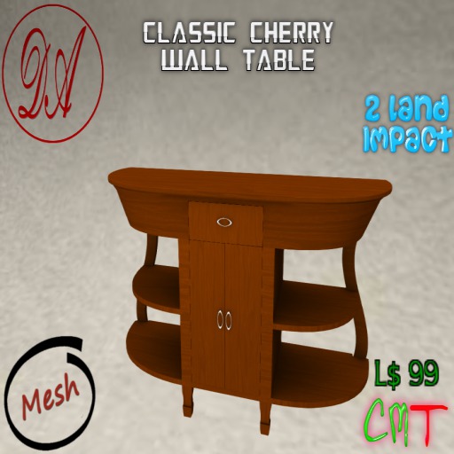 Classic Cherry Wall Table, Mesh
