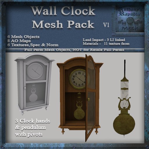 Wall Clock V1 Mesh Kit, Vintage Hardware Building Kit Full Perms