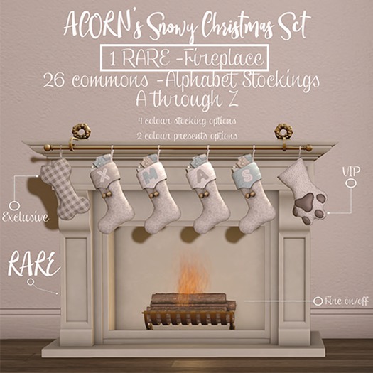 ACORN Snowy Christmas Fireplace RARE
