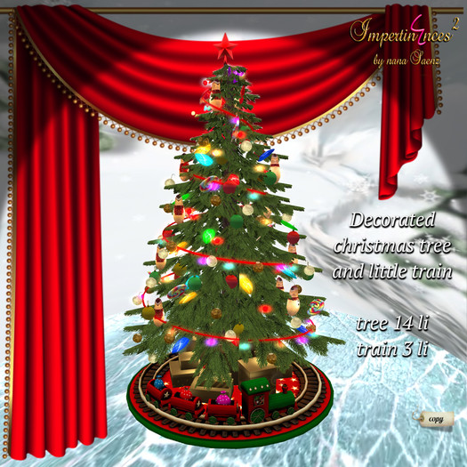 Decorated Christmas tree and train -