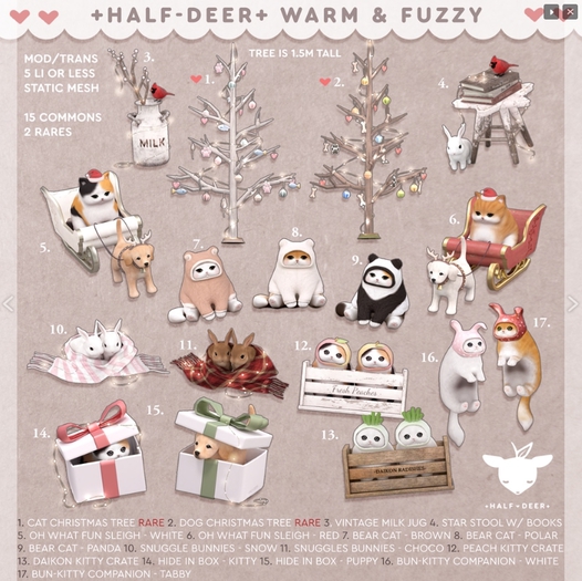 +Half-Deer+ Warm & Fuzzy - Cat Christmas Tree RARE