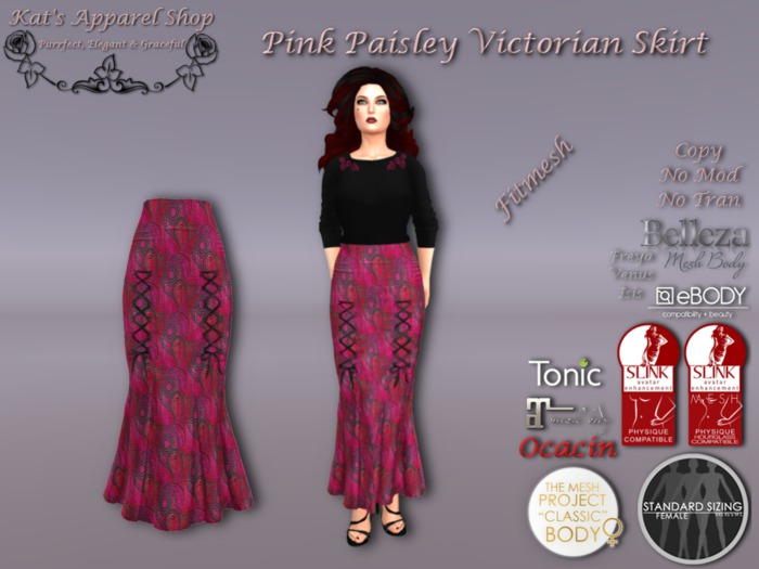 KAS-Fitmesh Pink Paisley Victorian Skirt