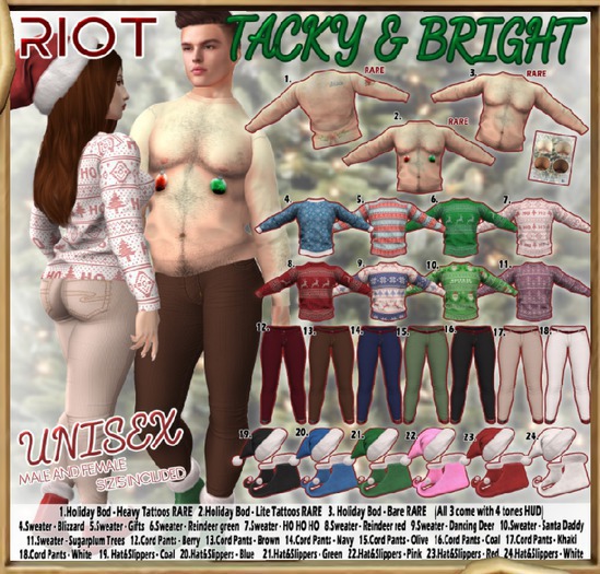 01. RIOT / Tacky & Bright - Holiday Bod (Heavy) Gianni RARE