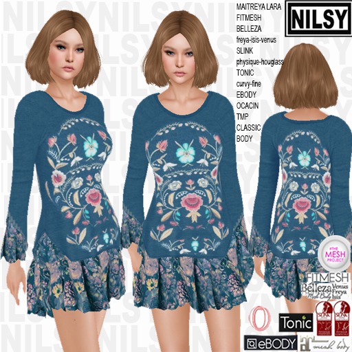 NILSY BROIDERED KNIT DRESS,ALL BODIES
