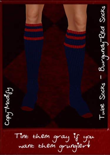 ++Randomocity++ Burgundy Stripes - Navy Tube Socks, Knee High