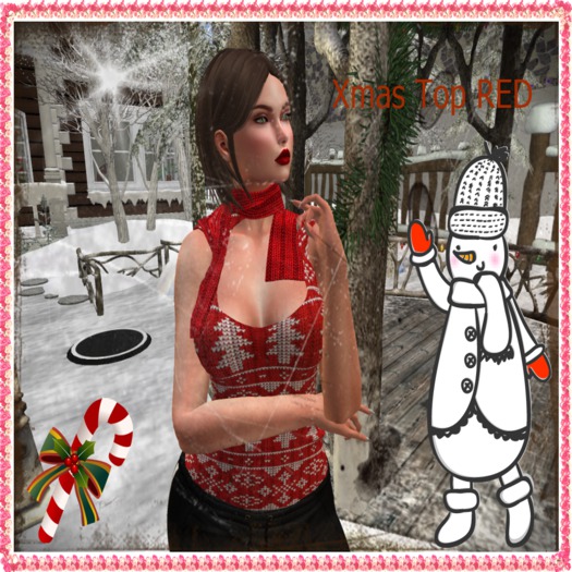 Mesh Gift Box Xmas Top Red