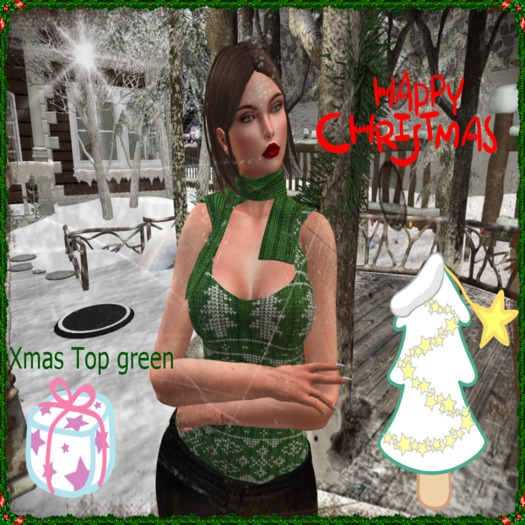 Mesh Gift Box Xmas Top green
