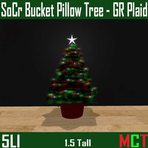 SoCr Bucket Pillow Tree - GR Plaid AD