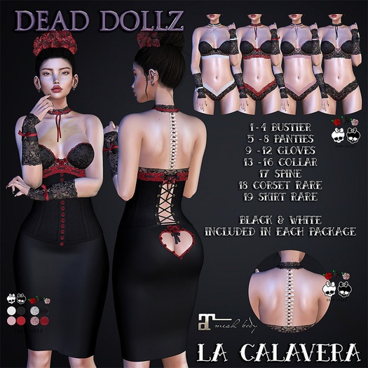 9. Dead Dollz - La Calavera - Gloves - White