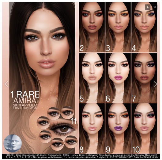 Second Life Marketplace - 04 GENUS Skin Applier /AMIRA - BRONZE/ MakeUp 9